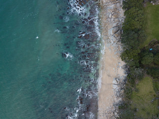 Aerial photos of a rocky coastline, New Zealand. 