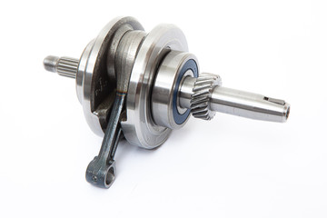 motorcycle crankshaft on white background