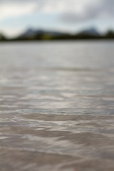 Closeups of a river on a cloudy day. 