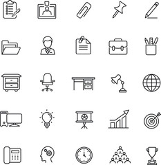 business and office line icons set