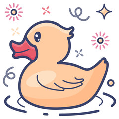
Kids rubber plaything, flat icon of duck vector design 
