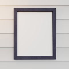 Home interior frame mock up on white wall background. 3D rendering.