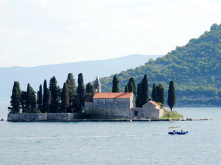St. George island in Perast, Montenegro. Perast is an old town on the Bay of Kotor in Montenegro.
