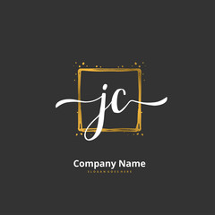 J C JC Initial handwriting and signature logo design with circle. Beautiful design handwritten logo for fashion, team, wedding, luxury logo.