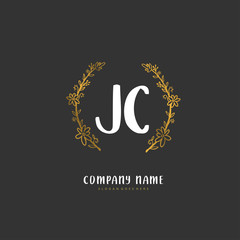 J C JC Initial handwriting and signature logo design with circle. Beautiful design handwritten logo for fashion, team, wedding, luxury logo.