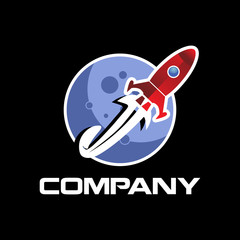science playful spaceship logo creative concept