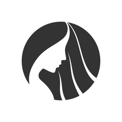 circle women hair logo creative concept