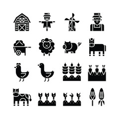 Farm icon set, agriculture icon collection