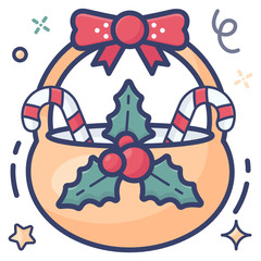 
Design of christmas basket in editable flat style 
