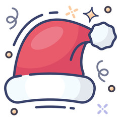 
Christmas hat icon design, santa cap in editable flat style 
