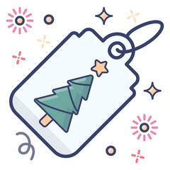 
Design of christmas tag in modern flat style 

