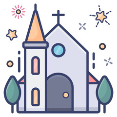 
A christianity house vector style, church flat icon design 
