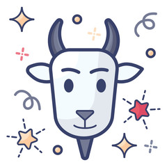 Goat icon design, domestic animal flat vector 