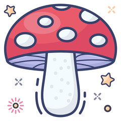 
Flat icon design of mushroom, flat vector in editable style 
