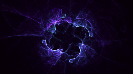 3D rendering abstract multicolored fractal light background with bright center