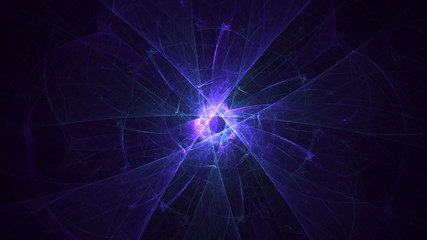 3D rendering abstract multicolored fractal light background with bright center