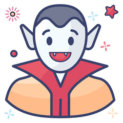 
A deadly vampire flat icon design, monster concept 
