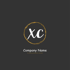 X C XC Initial handwriting and signature logo design with circle. Beautiful design handwritten logo for fashion, team, wedding, luxury logo.