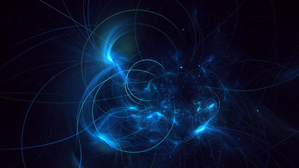 3D rendering abstract multicolored fractal light background with bright center