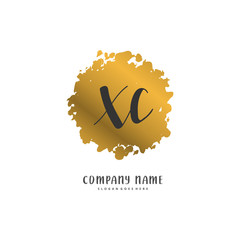 X C XC Initial handwriting and signature logo design with circle. Beautiful design handwritten logo for fashion, team, wedding, luxury logo.