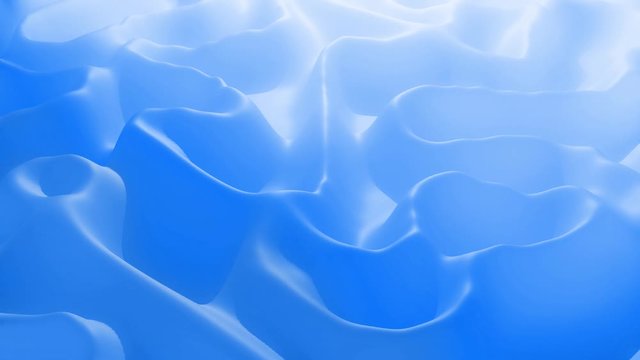 Stylish abstract looped background, changing surface of soft translucent material. Creative soft bright 3d bg with inner glow for festive events 4k. Blue gradient.