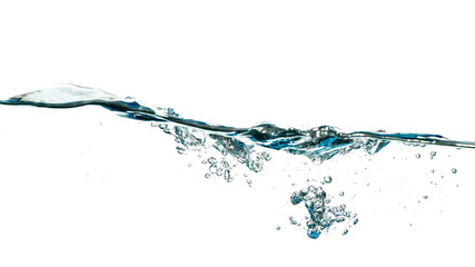 Abstract water wave splash isolated on white background.