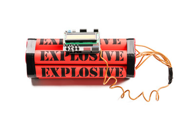 Naklejka premium Bomb with timer on white background