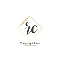 R C RC Initial handwriting and signature logo design with circle. Beautiful design handwritten logo for fashion, team, wedding, luxury logo.