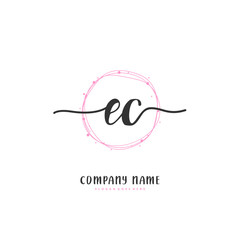 E C EC Initial handwriting and signature logo design with circle. Beautiful design handwritten logo for fashion, team, wedding, luxury logo.