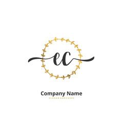 E C EC Initial handwriting and signature logo design with circle. Beautiful design handwritten logo for fashion, team, wedding, luxury logo.