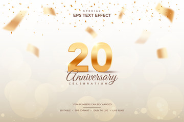 Editable text style effect with 20th anniversary numbers.
 - obrazy, fototapety, plakaty
