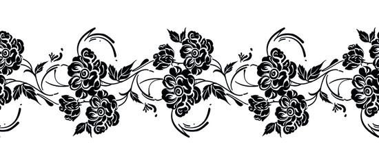 Seamless abstract rose flower border design