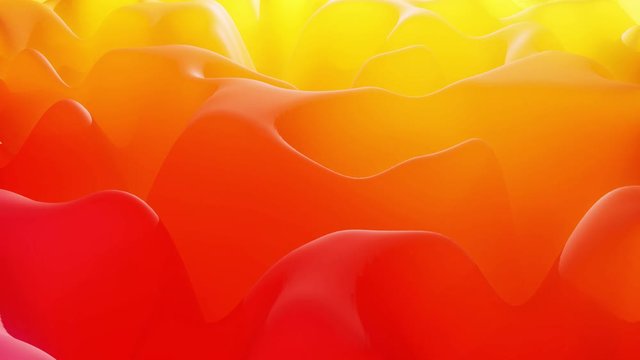 Stylish abstract looped background, changing surface of soft translucent material like peach jelly. Creative soft bright 3d bg with inner glow for festive events 4k. Red orange yellow gradient.