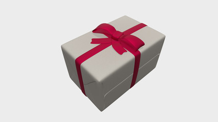 3d rendering Christmas and New Year's Day, gift box with ribbon on white background