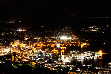 弓張岳展望台から眺めた佐世保港の夜景