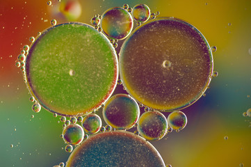 photo of multi-colored drops of oil close-up on a colored background for the background 4