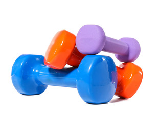 Color dumbbells on white background