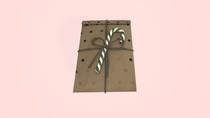 3d rendering Christmas and New Year's Day,blue gift box on pink background