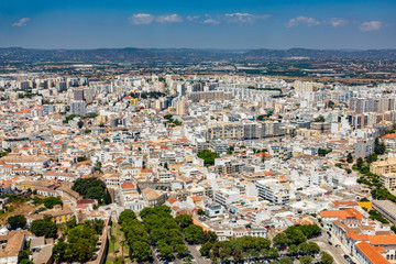 Fototapeta na wymiar aerial of Faro with harbor, Portugal