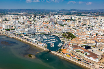 aerial of Faro with harbor, Portugal - obrazy, fototapety, plakaty