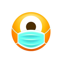 Cute Emoticon with Face Mask on White Background. Isolated Vector Illustration 