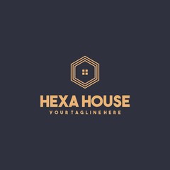 Creative hexagon house logo design
