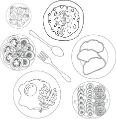 vector illustration of a set of food