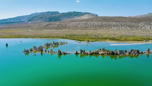 panning right over looking the Tufa's at Mono Lake located in the eastern sierras of California near June Lake
