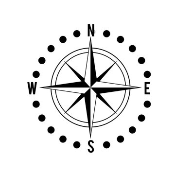 compass rose with North, South, East and West indicated