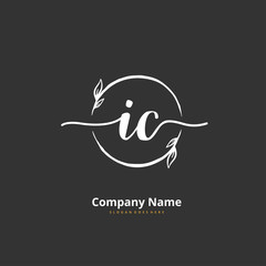 I C IC Initial handwriting and signature logo design with circle. Beautiful design handwritten logo for fashion, team, wedding, luxury logo.