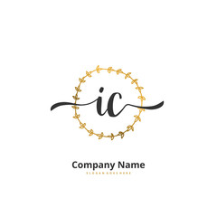 I C IC Initial handwriting and signature logo design with circle. Beautiful design handwritten logo for fashion, team, wedding, luxury logo.
