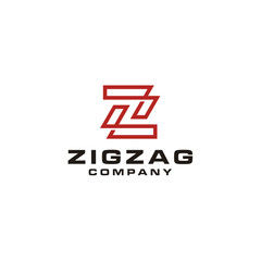 Initial Letter Z Zigzag with simple modern line style logo design