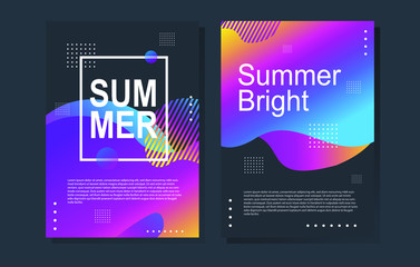 Summer bright party poster wiht colorful liquid form. Club night flyer. Abstract gradients fluid shapes template backgrounds for cover, brochure.