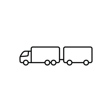 Trailer truck thin icon isolated on white background, simple line icon for your work.